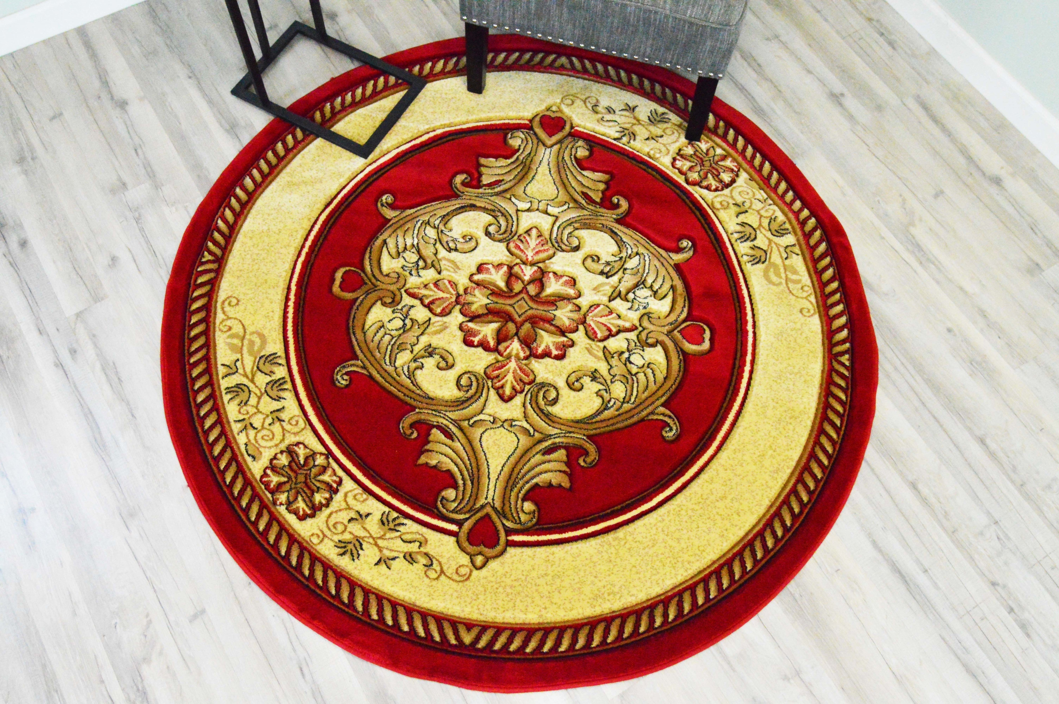 Glamour 206 Hand Carved Red Round Rug – Rugs to Go!